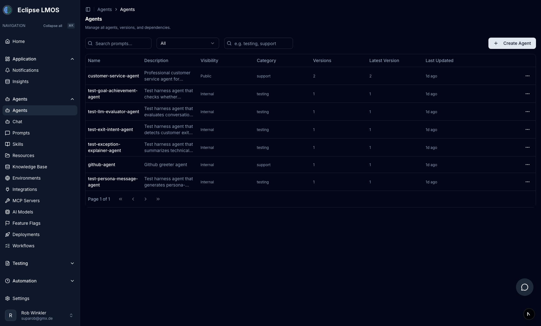 MASAIC agent management dashboard