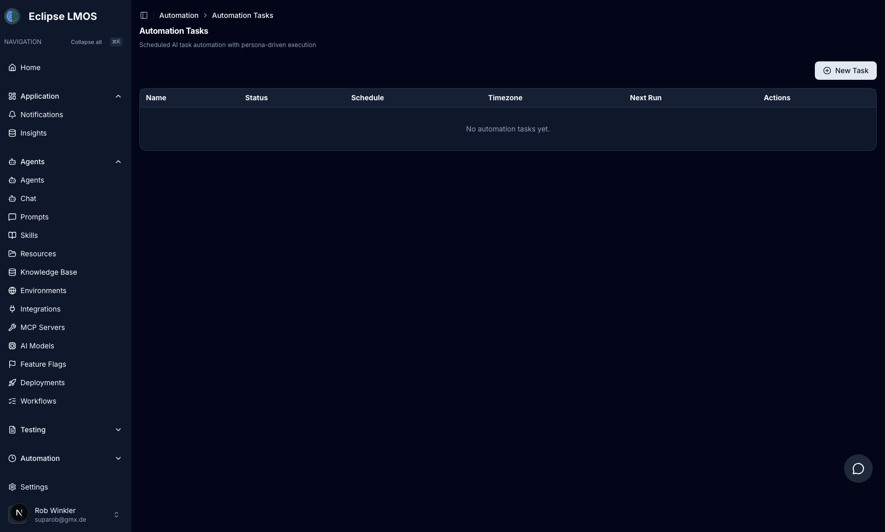 Automation tasks UI with scheduled operations